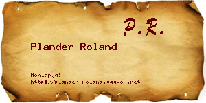 Plander Roland névjegykártya